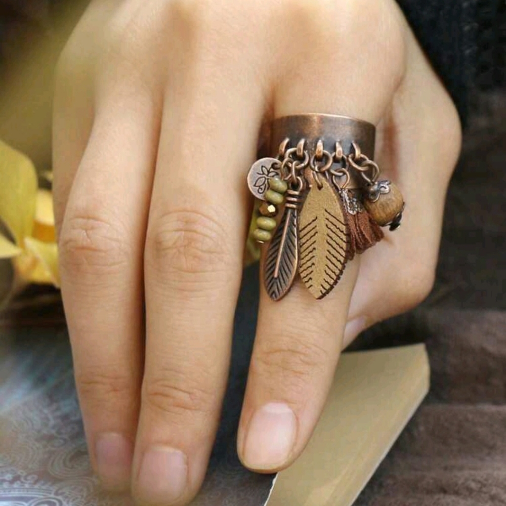 "Boho" Adjustable Bronze Color Alloy Ring New!